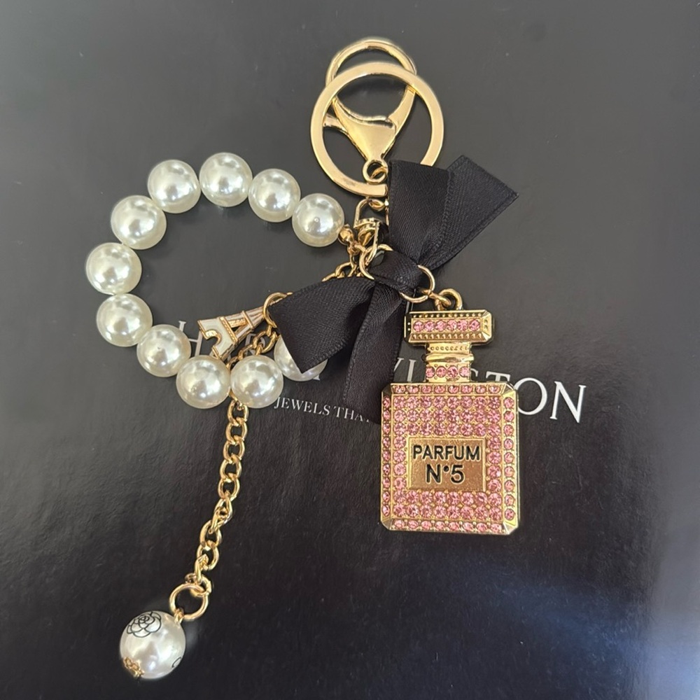Luxury Rhinestone Perfume Keychain (Pink)